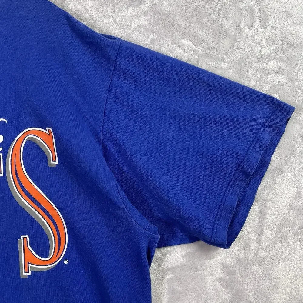 Vintage 1996 New York Mets T-Shirt Men's XL Blue/Orange‎ Chalkline Made in USA